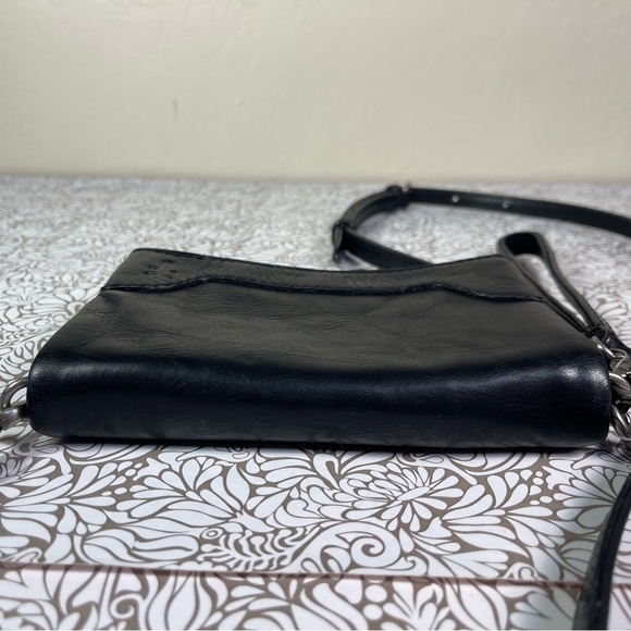 Frye Melissa Crossbody Stadium Bag Purse Black Leather - Picture 7 of 12